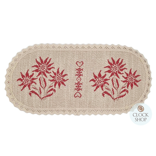 Red Edelweiss Oval Placemat By Schatz (40 x 20cm)