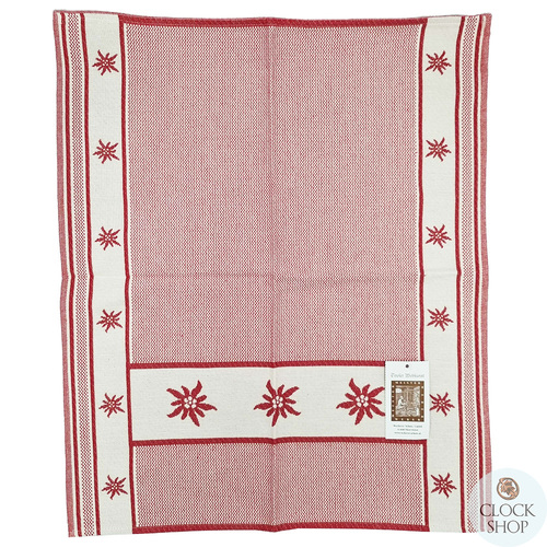 Red Edelweiss Tea Towel By Schatz (60 x 50cm)