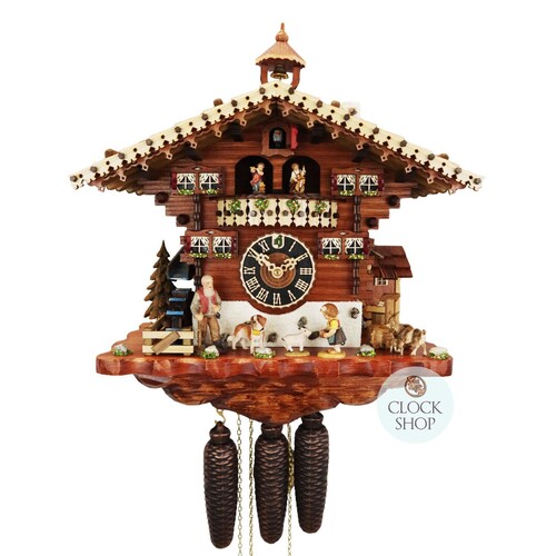 Heidi House & Water Wheel 8 Day Mechanical Chalet Cuckoo Clock With Dancers 44cm By HÖNES image