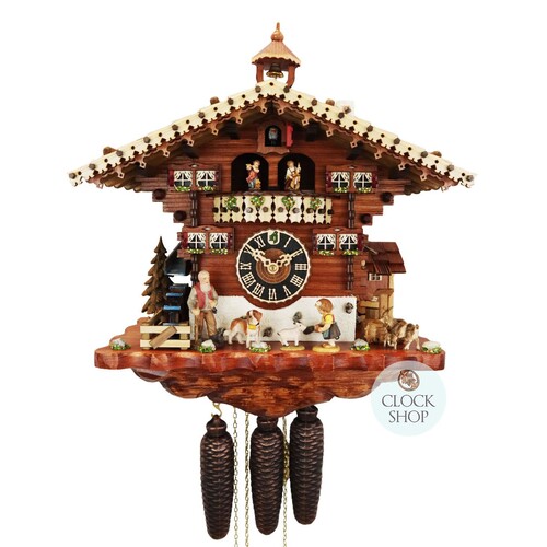 Heidi House & Water Wheel 8 Day Mechanical Chalet Cuckoo Clock With Dancers 44cm By HÖNES