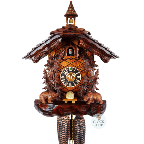 Bears & Honey 8 Day Mechanical Chalet Cuckoo Clock 40cm By HÖNES image
