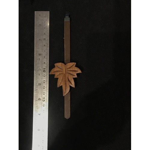 Cuckoo Clock Mechanical Pendulum Small Maple Leaf in Walnut Colour - Rod Length 170mm