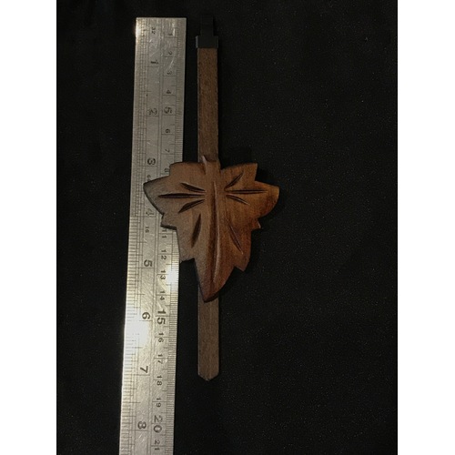 Cuckoo Clock Mechanical Pendulum Medium Maple Leaf in Walnut Colour - Rod Length 180mm image