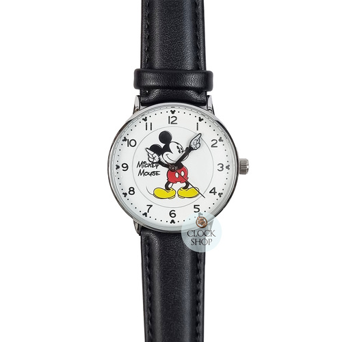 36mm Disney Icon Original Mickey Mouse Unisex Watch With Black Leather Band