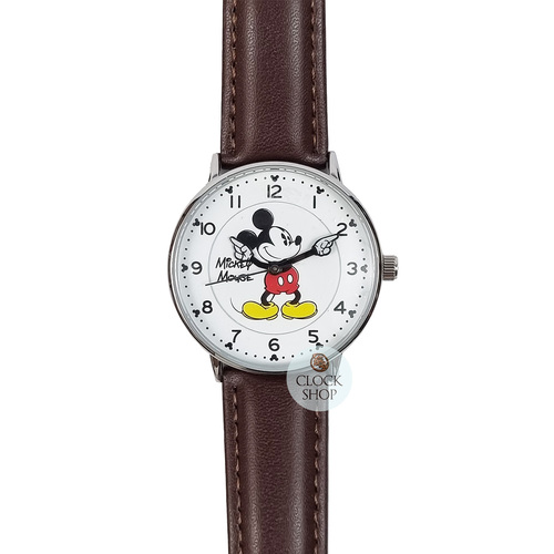 36mm Disney Icon Original Mickey Mouse Unisex Watch With Brown Leather Band