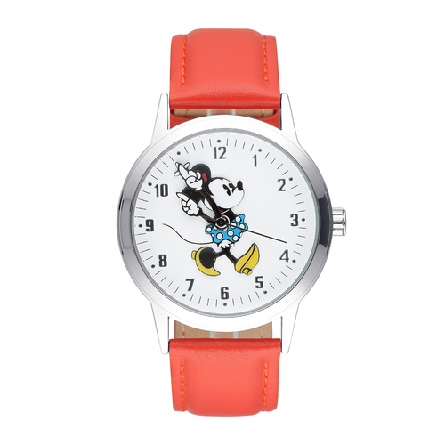 35mm Disney Bold Minnie Mouse Womens Watch With Red Leather Band & White Dial image