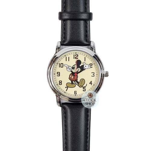 40mm Disney Prime Original Mickey Mouse Unisex Watch With Black Leather Band image