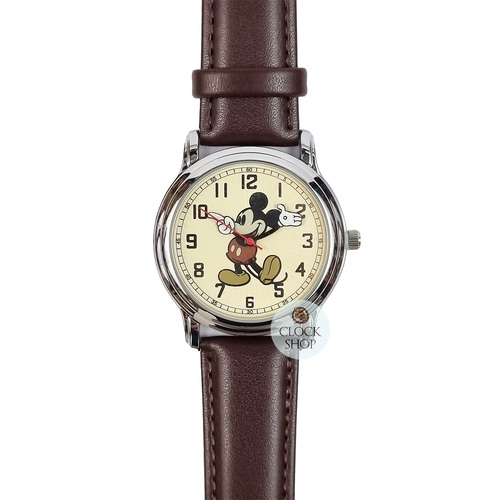 40mm Disney Prime Original Mickey Mouse Unisex Watch With Brown Leather Band image