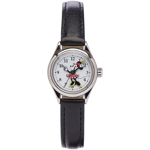 25mm Disney Petite Minnie Mouse Womens Watch With Black Leather Band