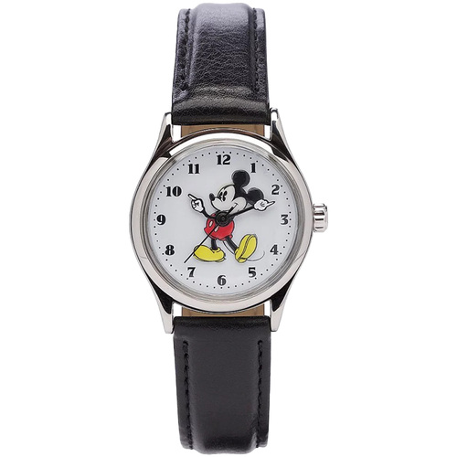 25mm Disney Petite Mickey Mouse Womens Watch With Black Leather Band