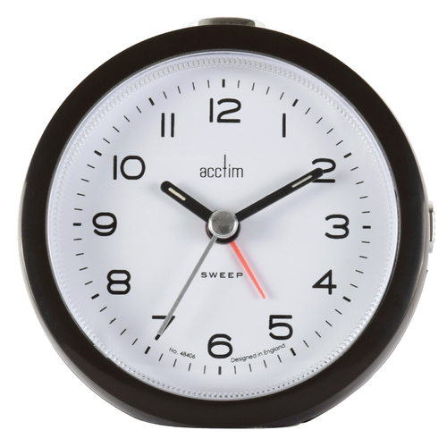 8.6cm Neve Raven Black Silent Analogue  Alarm Clock By ACCTIM image