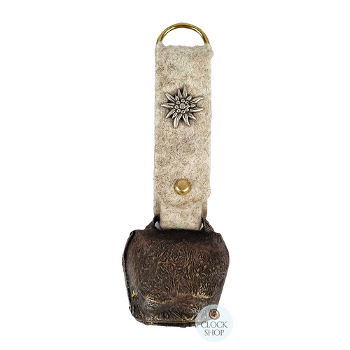 13.5cm Antique Look Cowbell With Light Grey Felt Strap