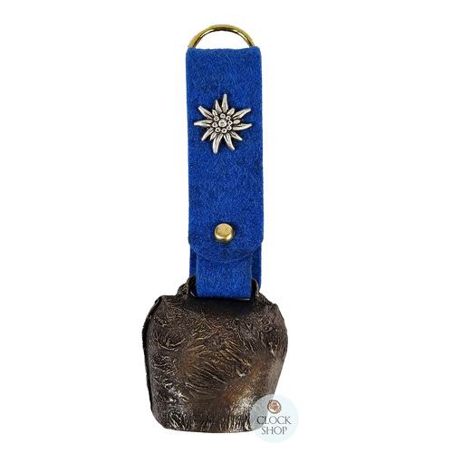 13.5cm Antique Look Cowbell With Blue Felt Strap image