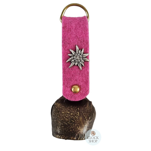 12cm Antique Look Cowbell With Pink Felt Strap