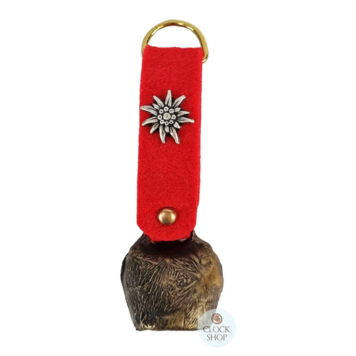 12cm Antique Look Cowbell With Red Felt Strap
