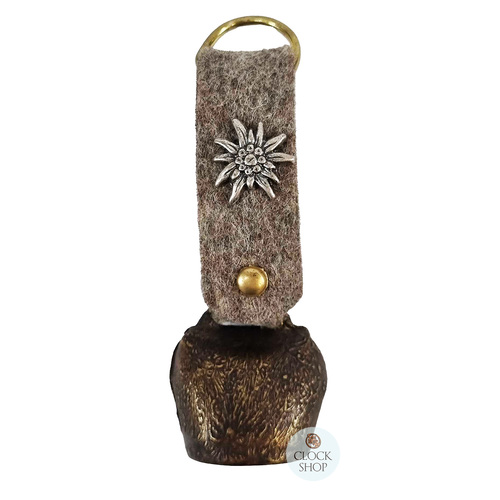 12cm Antique Look Cowbell With Light Grey Felt Strap image
