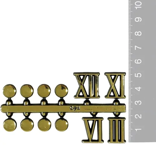 19mm Gold Roman Numerals & Dots (3/6/9/12) image