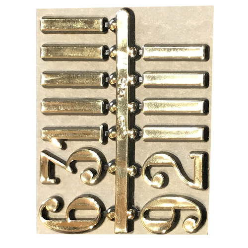 19mm Gold Arabic Numerals & Dashes (3/6/9/12) image