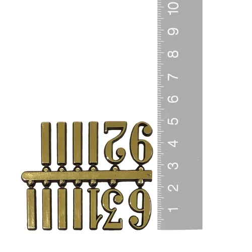 19mm Gold Arabic Numerals & Dashes (3/6/9/12) image