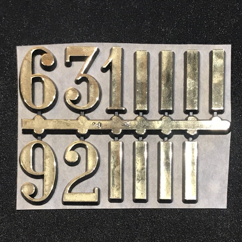 Gold Arabic Numerals 3/6/9/12 With Dashes 25mm