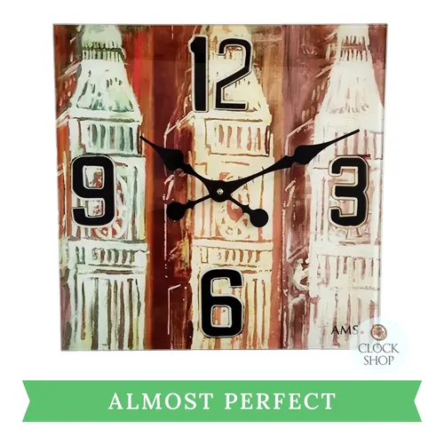 40cm Clock Tower Square Glass Wall Clock By AMS (Cosmetic Scratch) image