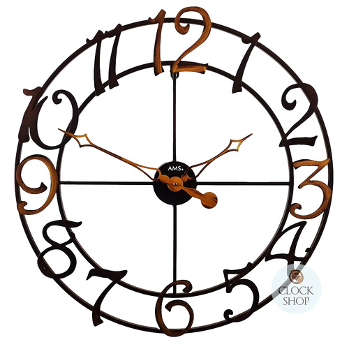 60cm Copper Look Round Wall Clock With Large Numbers By AMS  image