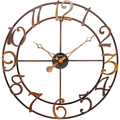 60cm Copper Look Round Wall Clock With Large Numbers By AMS 
