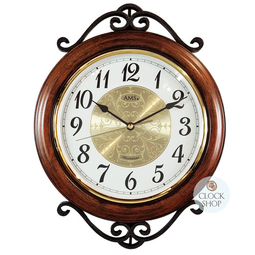 37cm Antique Style Round Wall Clock With Westminster Chime By AMS