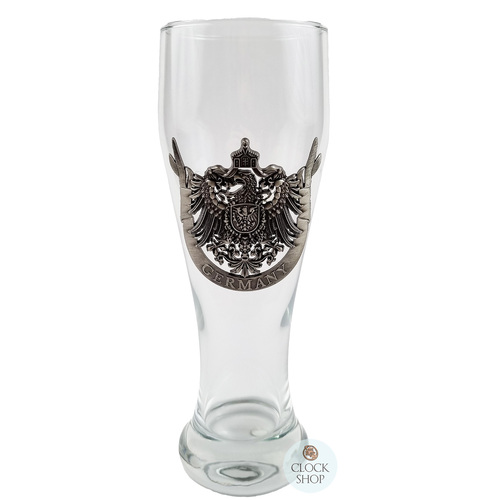 Metal German Crest Large Wheat Beer Glass 0.5L