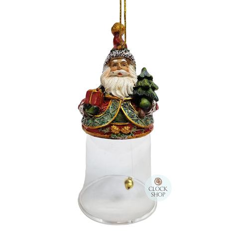 15cm Santa With Tree Glass Hanging Decoration image