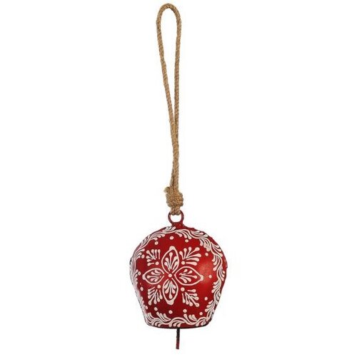 23cm Metal Bell On Rope- Red image