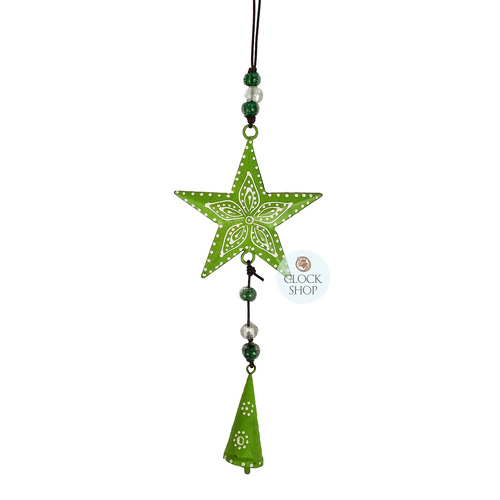 42cm Metal Star Hanging Decoration- Green image