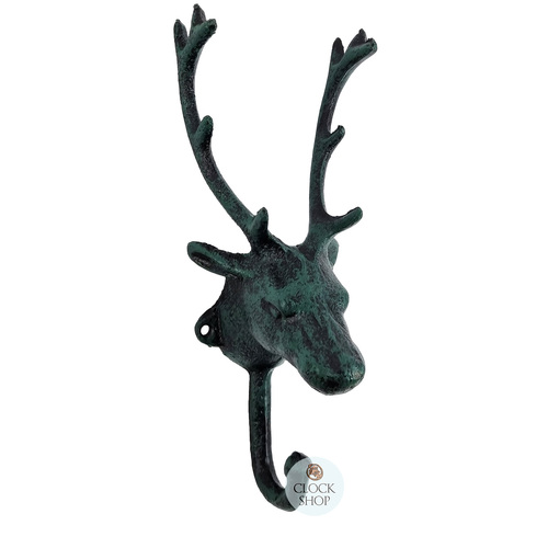 24cm Green Deer Head Cast Iron Coat Hook