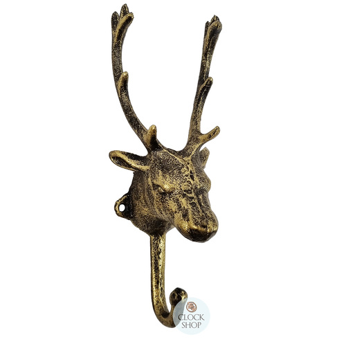 24cm Gold Deer Head Cast Iron Coat Hook image