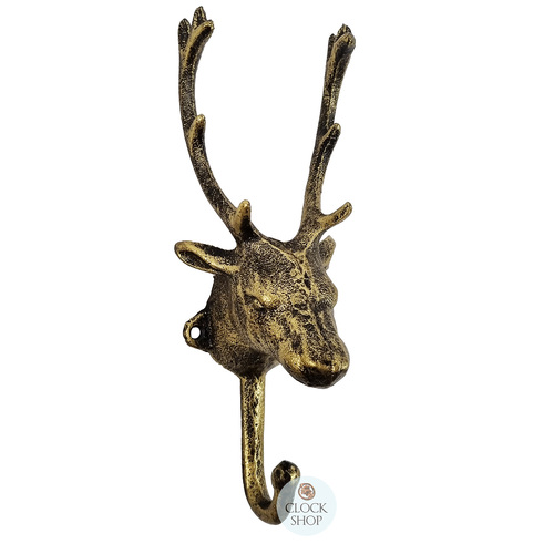 24cm Gold Deer Head Cast Iron Coat Hook