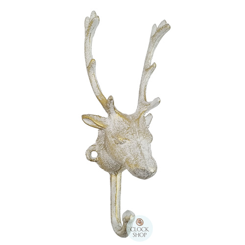 24cm White Deer Head Cast Iron Coat Hook