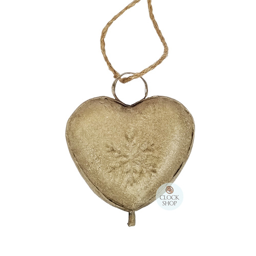 17cm Metal Heart On Rope Hanging Decoration- White image