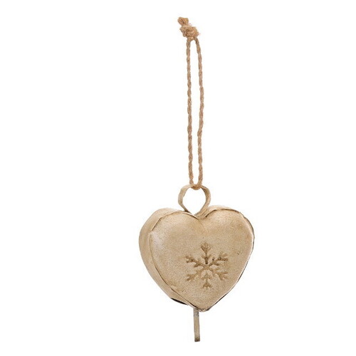 17cm Metal Heart On Rope Hanging Decoration- White