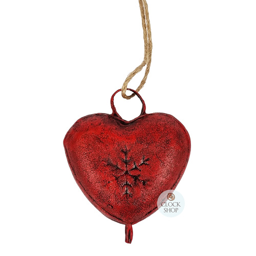 17cm Metal Heart On Rope Hanging Decoration- Red image