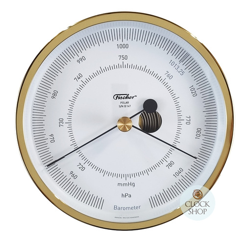 13cm Polished Brass Polar Series Barometer By FISCHER image