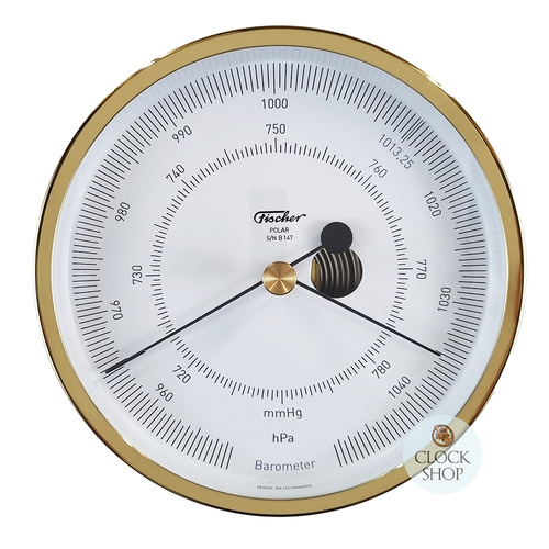 13cm Polished Brass Polar Series Barometer By FISCHER
