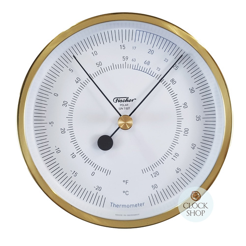 13cm Polished Brass Polar Series Thermometer By FISCHER