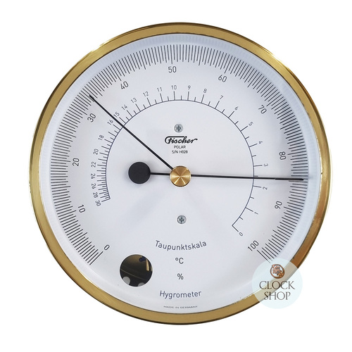 13cm Polished Brass Polar Series Hair Hygrometer By FISCHER