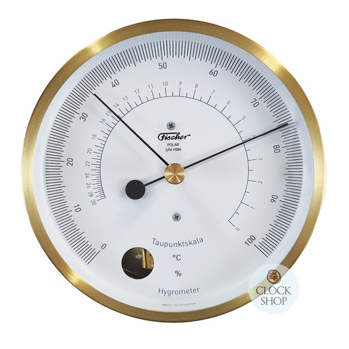 13cm Brushed Brass Polar Series Hair Hygrometer By FISCHER image