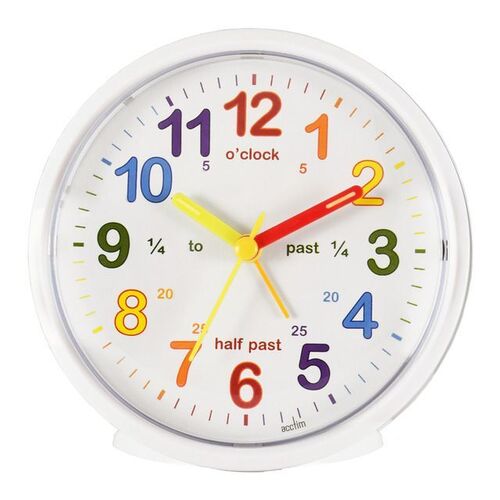 11cm Mia White Time Teaching Silent Analogue Alarm Clock By ACCTIM image