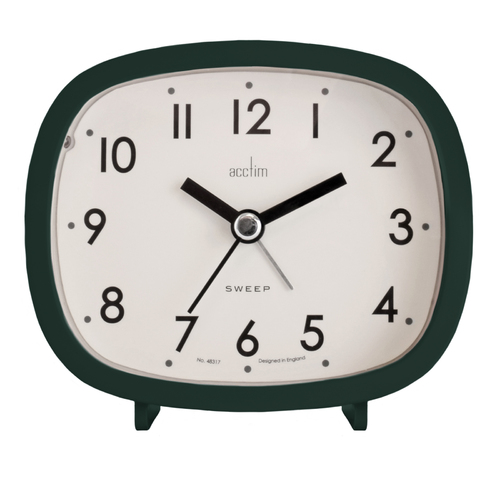 9cm Hilda Forest Green Silent Analogue Alarm Clock By ACCTIM