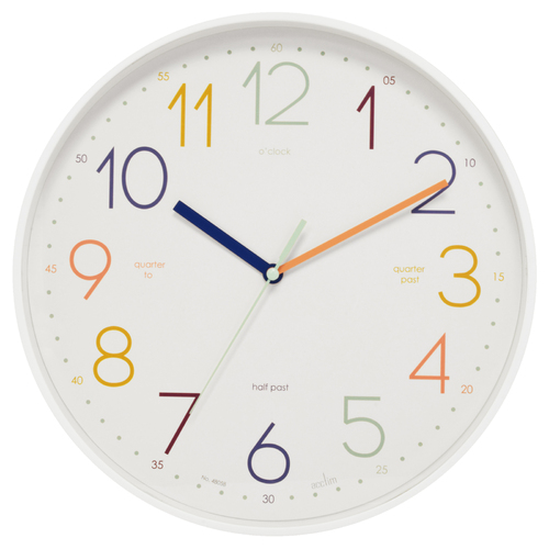 30cm Afia White Silent Time Teaching Wall Clock By ACCTIM