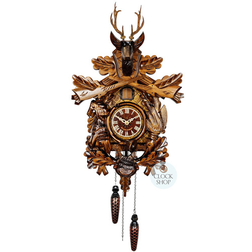 After The Hunt Battery Carved Cuckoo Clock 50cm By ENGSTLER