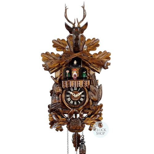 After The Hunt Battery Carved Cuckoo Clock With Dancers 42cm ENGSTLER image