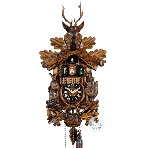 After The Hunt Battery Carved Cuckoo Clock With Dancers 42cm ENGSTLER